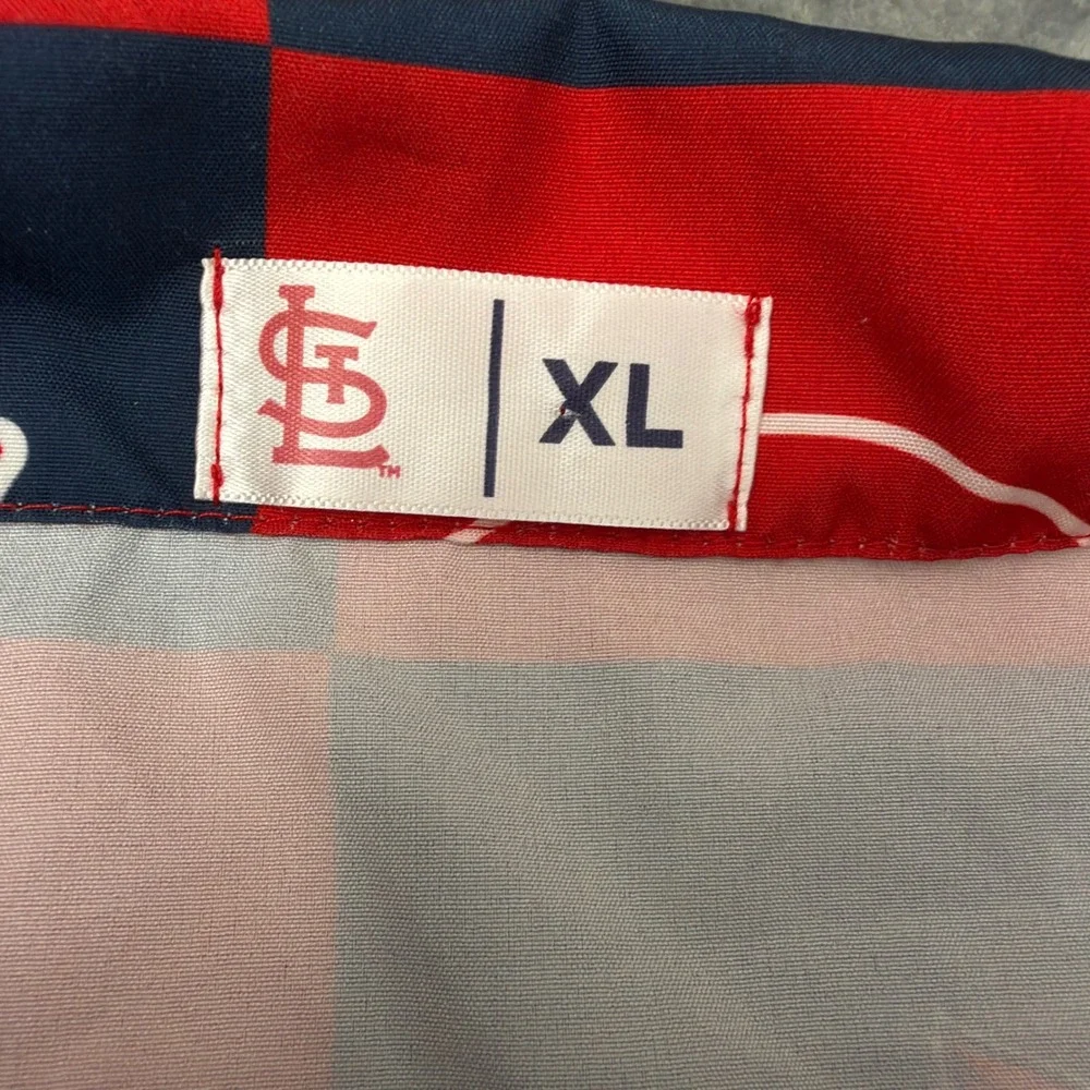 St. Louis Cardinals Coca-Cola MLB Mens XL Button Down Shirt Short Sleeve Red Nvy